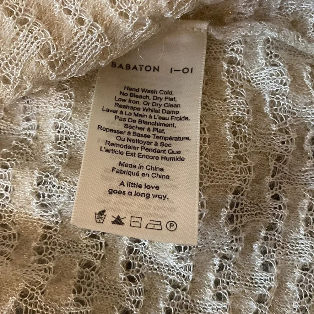 Babaton 1-01 XXS gold and ivory sweater beautiful sparkles fits like a Large - Picture 6 of 9